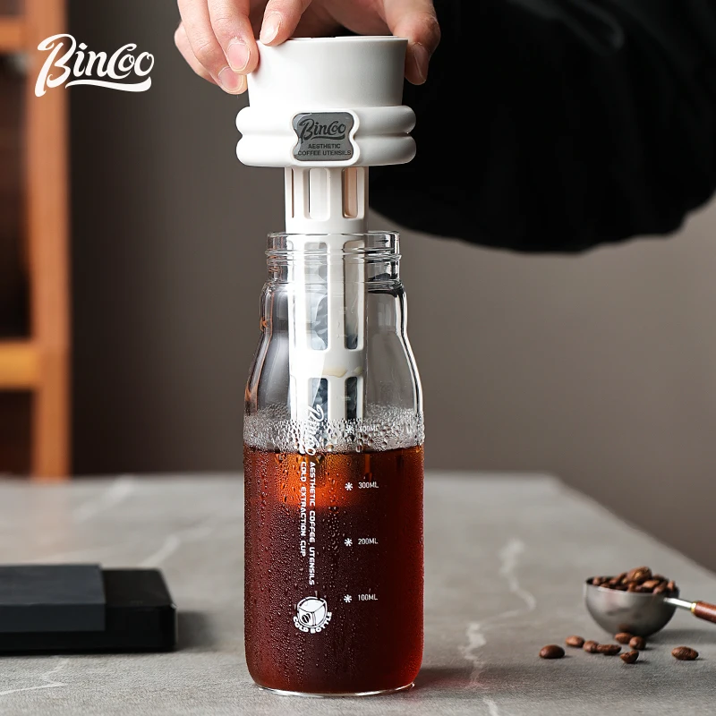 Bincoo 600ML Summer Cold Brew Coffee Maker Coffee Cup Portable Travel Cold Brew Bottle Pitcher Glass Water Cup