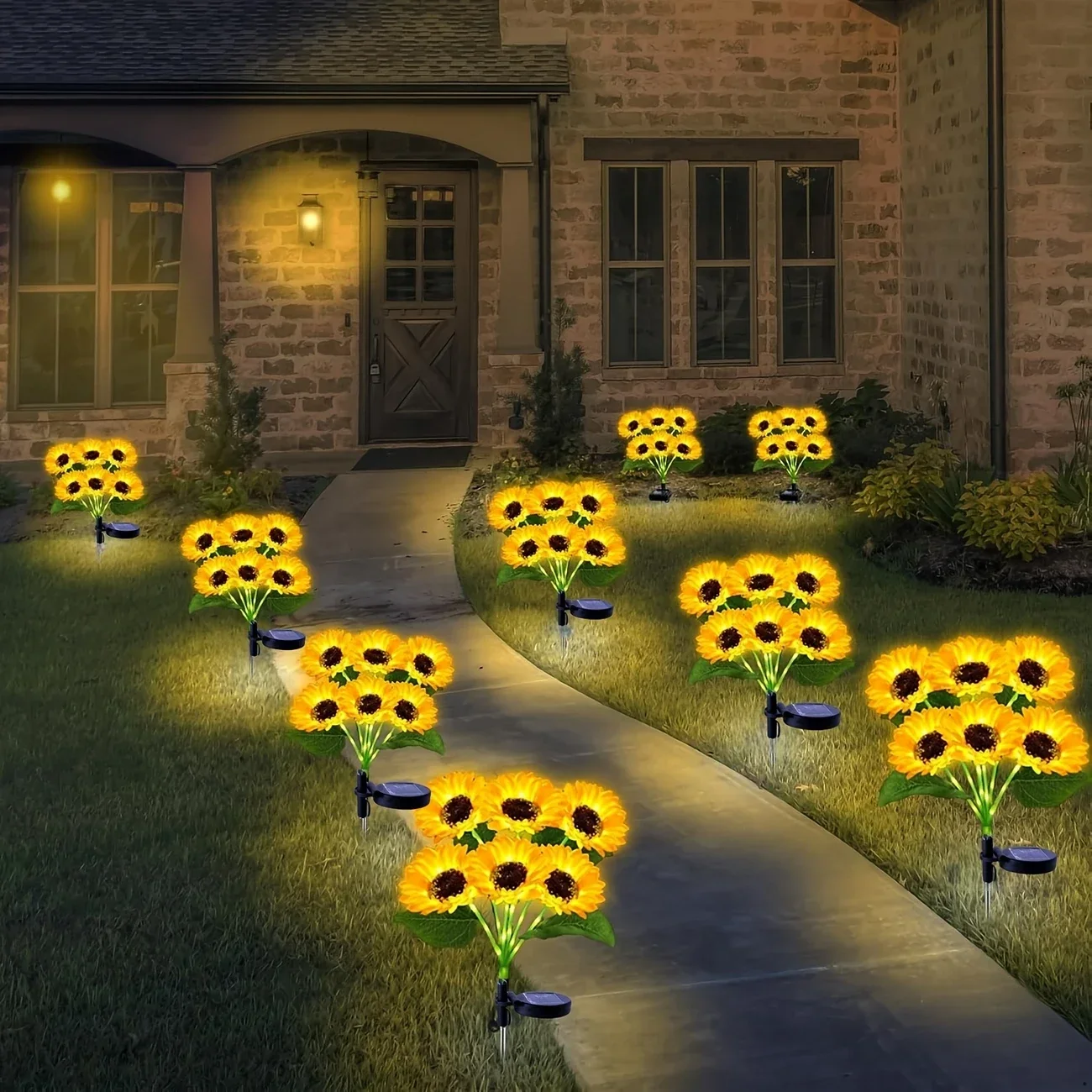 3/6 Heads LED Lawn Light Outdoor Solar Sunflowers Sense Garden Lights Yard Wedding Thanksgiving Decor Light Festival Decoration