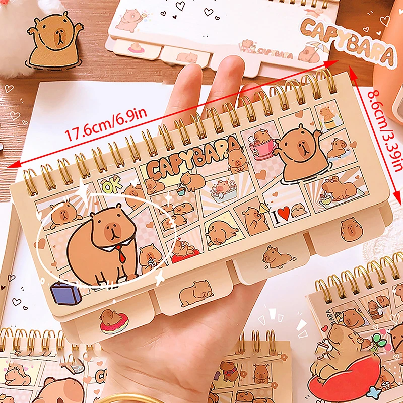 Pequeno Notebook Portátil para Notas Diárias, Papelaria Kawaii, Acessórios de Escritório, Material Escolar, Capivara Diário