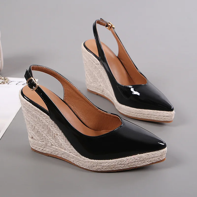 High Heels Women Party Shoes Pointed toe Platform Wedges Shoes Brand Ladies Pumps Plus Size 42 Wedge Heel 10cm YX4743