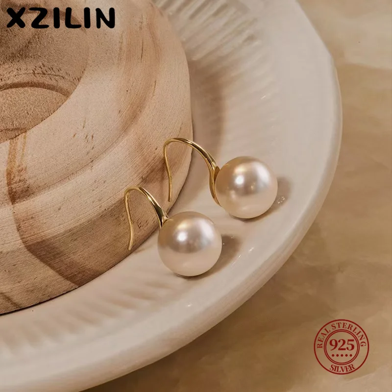 XZiLin Hurtownia Naturalne Białe Perły Słodkowodne 8-12mm i Kolczyki Sztyfty ze Srebra Próby 925 dla Kobiet, Jedna Para