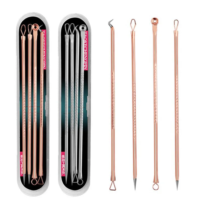 Novo 4 pçs ferramenta de espinha ferramentas de remoção de cravo retirar remover cravos e cravos ferramenta de limpeza rosa ouro tira fcz04