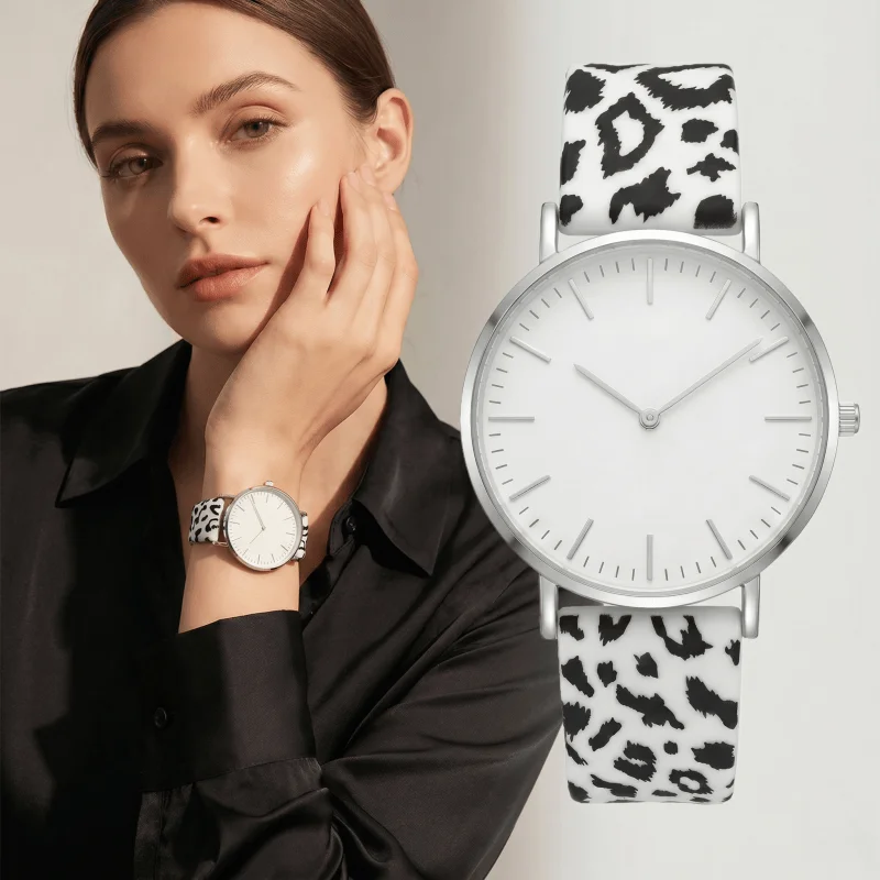 New Minimalist Style Woman Watches Fashion Leopard Pattern Strap Ladies Quartz Wristwatches Casual Female Clock Reloj Mujer