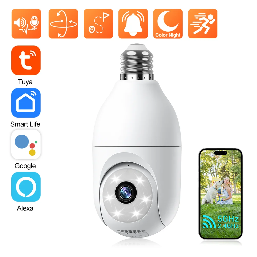 

Techage Tuya 2MP Wifi Camera 5GHz Smart Life Video 2-Way Audio Motion Detection Support Alexa Security Bulb Surveillance Camera