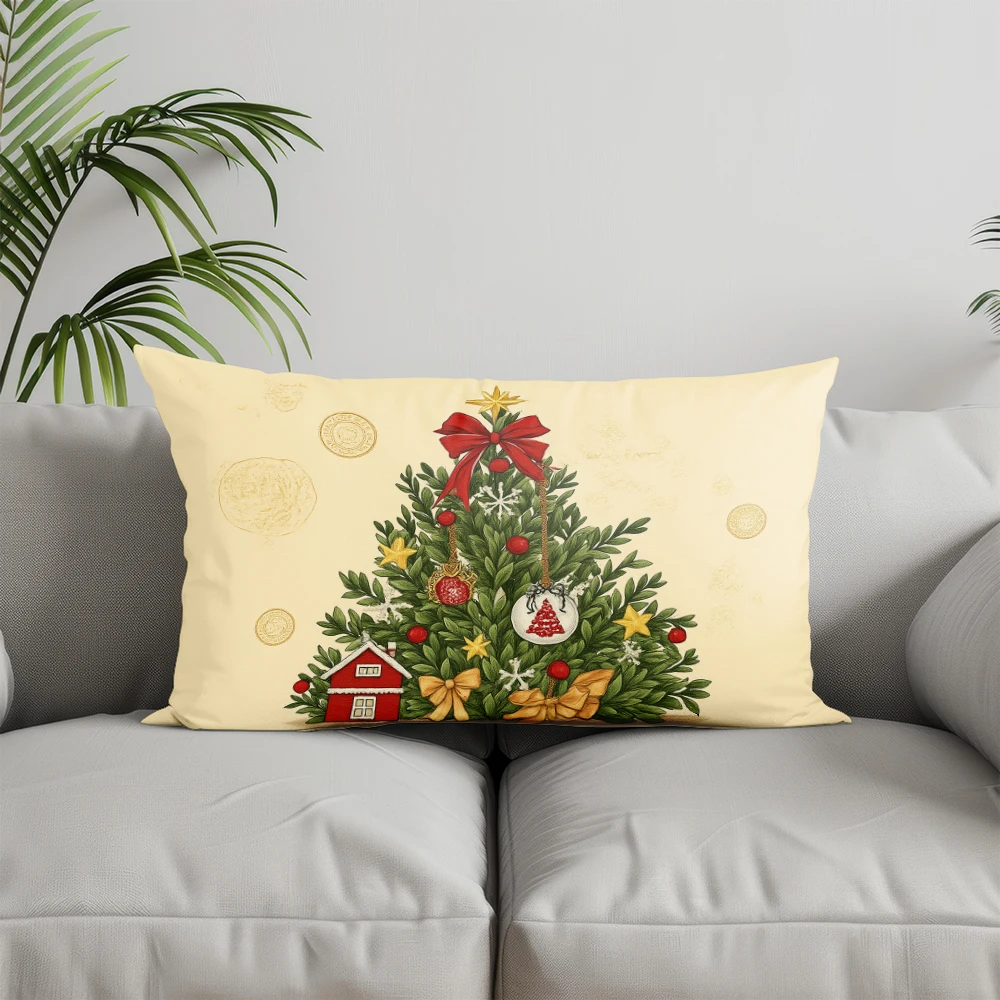 ديكور المنزل شجرة عيد الميلاد نمط وسادة غطاء مناسبة ل أريكة غرفة نوم سيارة وسادة غطاء وسادة مستطيلة الظهر وسادة #2