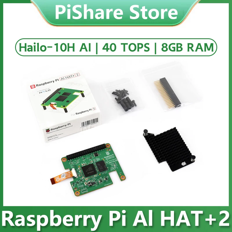 

Raspberry Pi Official OriginalAI HAT+2 Built-in Hailo-10H AI Accelerator And 8GB Onboard RAM 40Tops With Heatsink