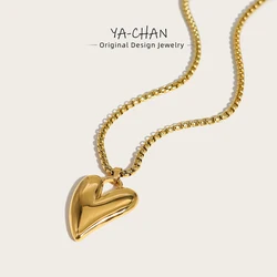 YACHAN Stainless Steel Irregular Heart Pendant Necklace for Women Chic Tarnish Free 18K Gold Plated Trendy Jewelry