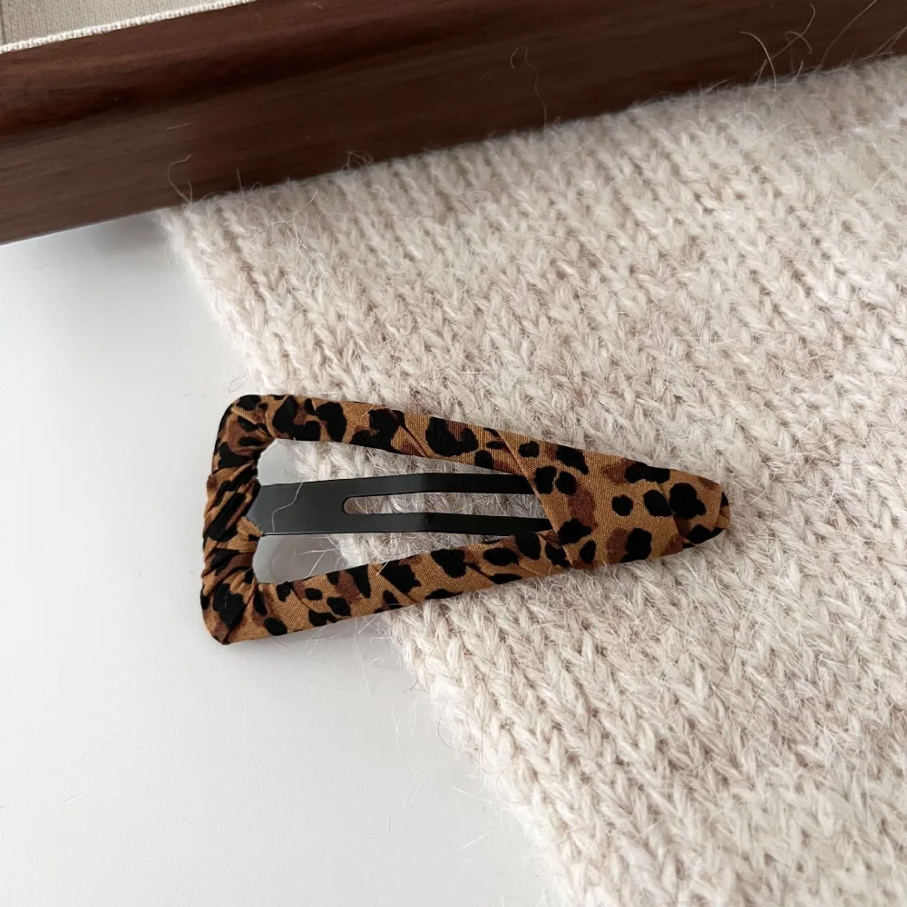 

New Leopard Print Hair Clip Water Drop Square Hairpin Cloud Cloth Barrette Headwear