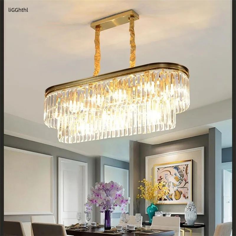 

Postmodern Crystal Chandelier Simple LED Living Room Dining Room Lamp Atmospheric Multi-Layer Crystal Lighting