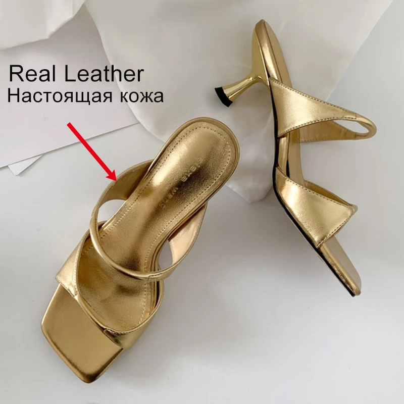 Women's Genuine Leather Thin Heel Sandals - Wedding Party