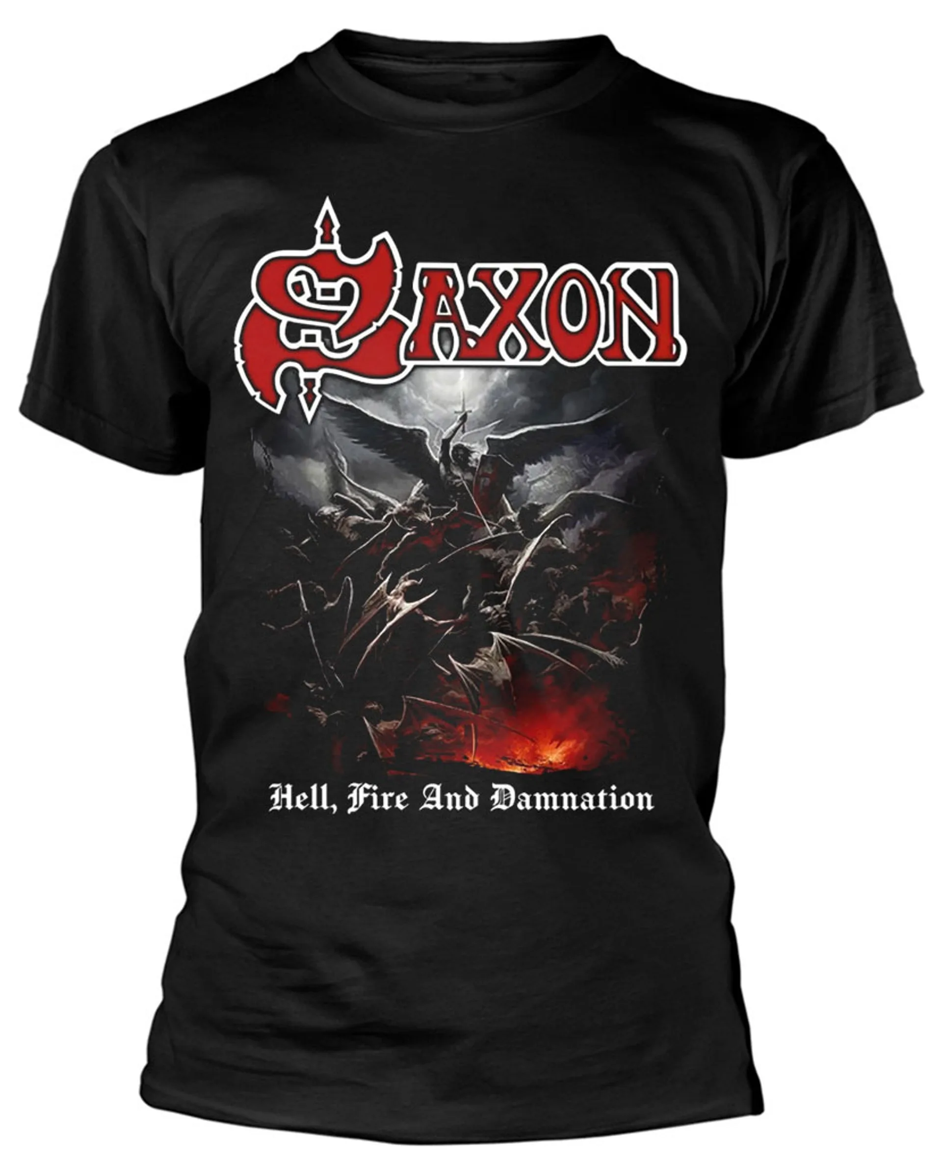 

Футболка Saxon Hell Fire and Damnation для мужчин и женщин, хлопковая брендовая футболка с короткими рукавами, ретро рок-группа Y2k, топы, летняя мужская одежда