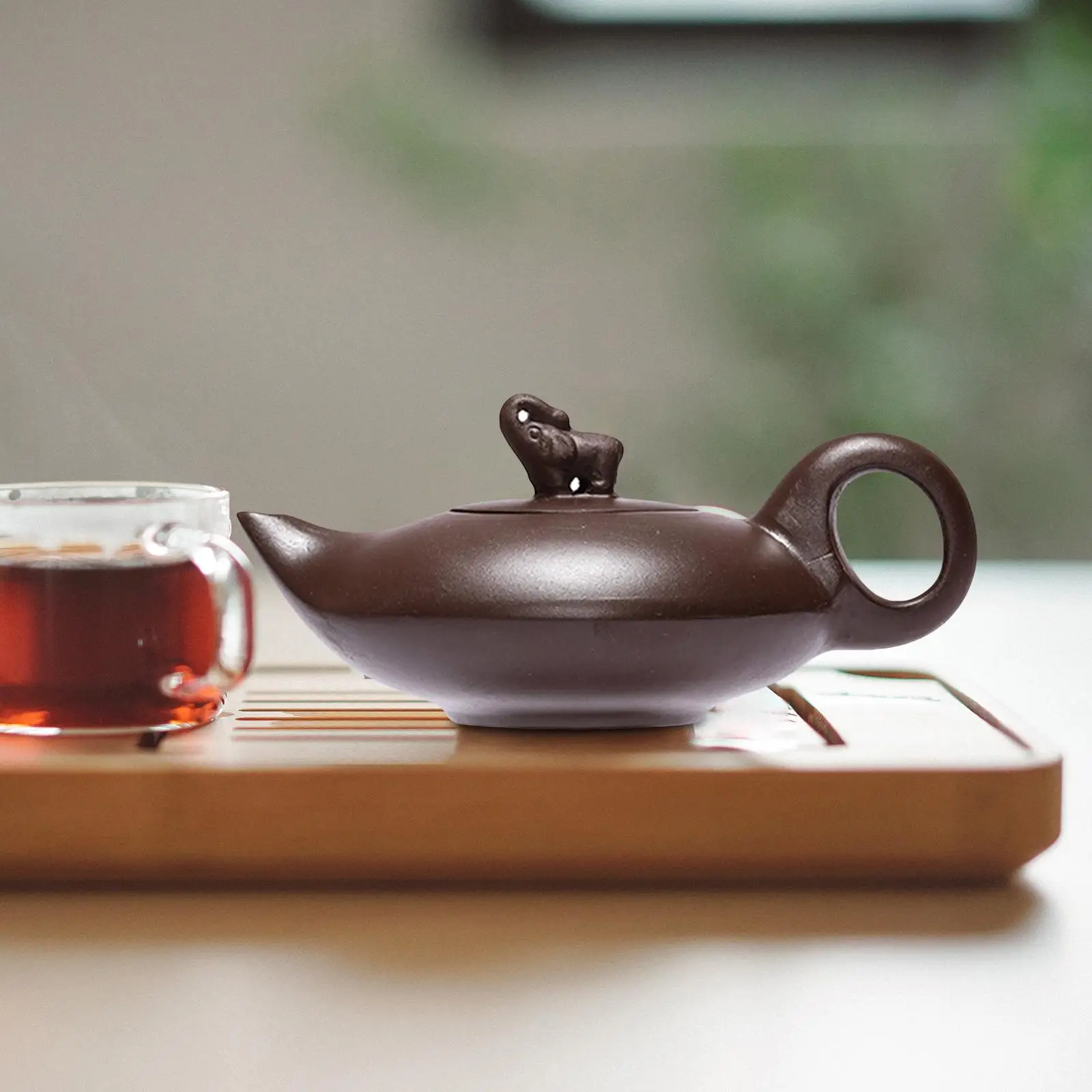 

Clay Teapot Handmade Househwarming Gift with Cover Easy to Use Kung Fu Teaware for Home Office Kitchen Restaurant Tea Room