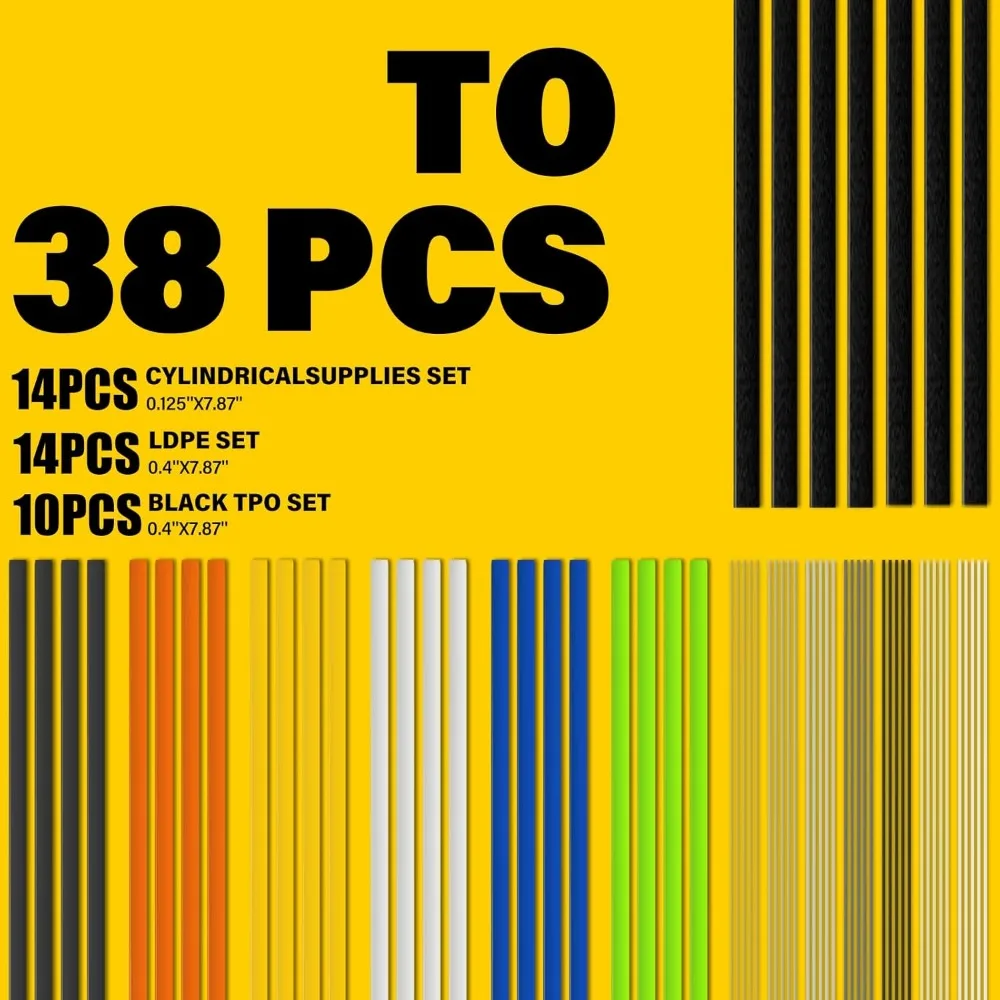Zestaw do spawania tworzyw sztucznych 3 w 1 z 1000 zszywkami i prętami do napraw tworzyw termoplastycznych, żółty