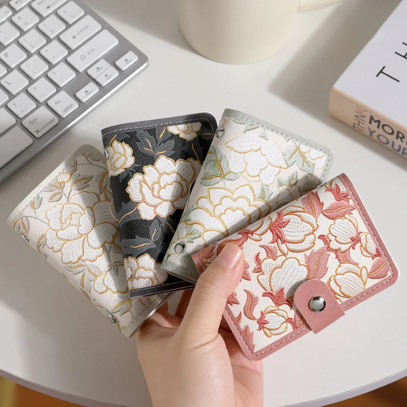 Large Capacity Multiple Card Slots 20 Card Slots Wallet Driver License Holder Floral Print PU Leather Credit Card Holder Case