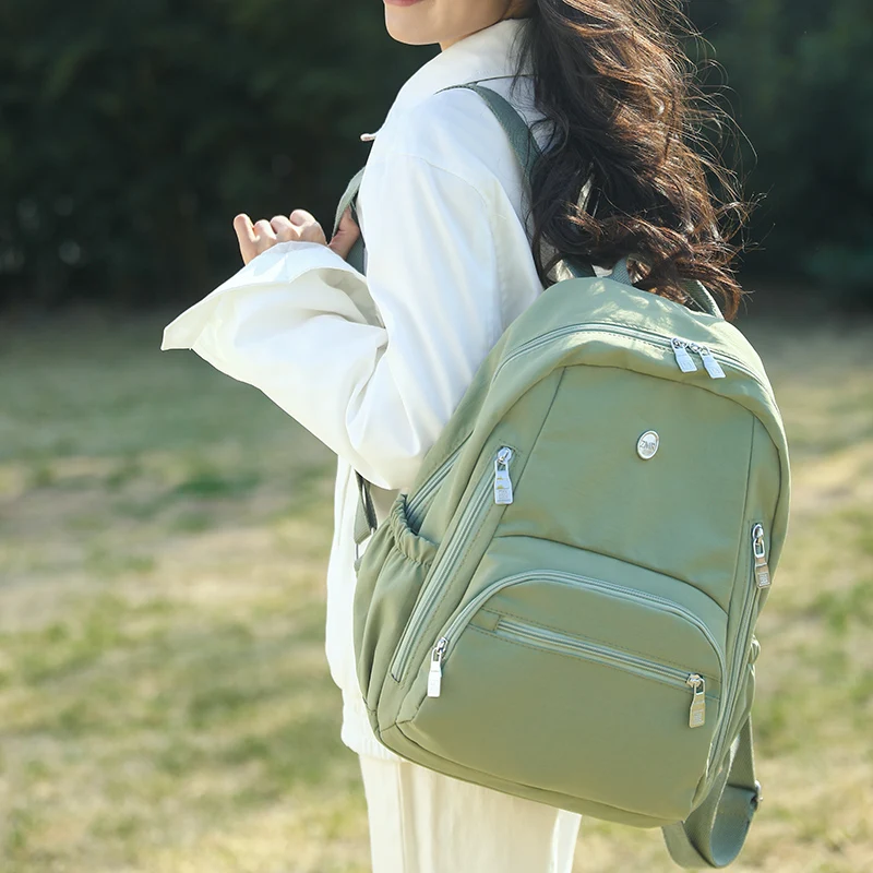 

Модный женский водонепроницаемый нейлоновый рюкзак, женский органайзер для путешествий, повседневная сумка, новая однотонная брендовая школьная сумка большой емкости
