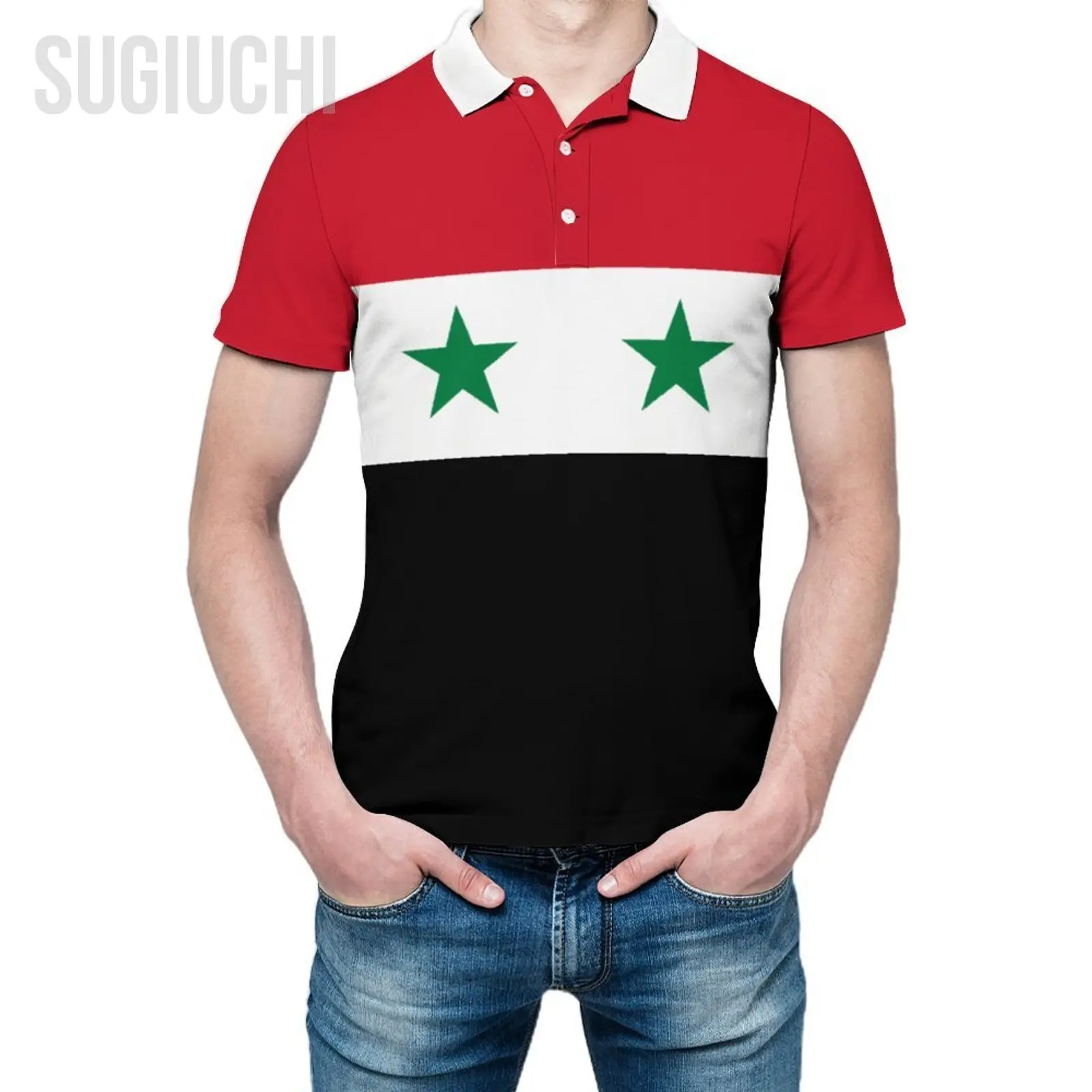 Polo Shirt Syria Flag 3D Print Man Polo Fashion Clothing Tracksuits Short Sleeves