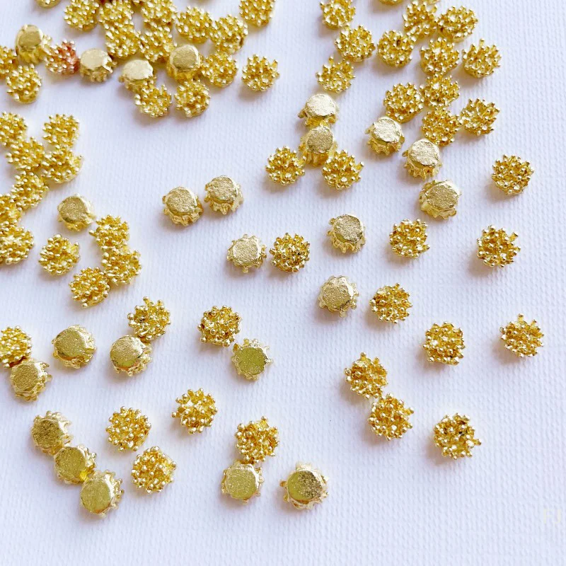 

[YU]Bulk 10pcs 7mm Gold Flower Stamen Alloy Flatback Embellish DIY Earring Parts Findings Jewelry Accessory