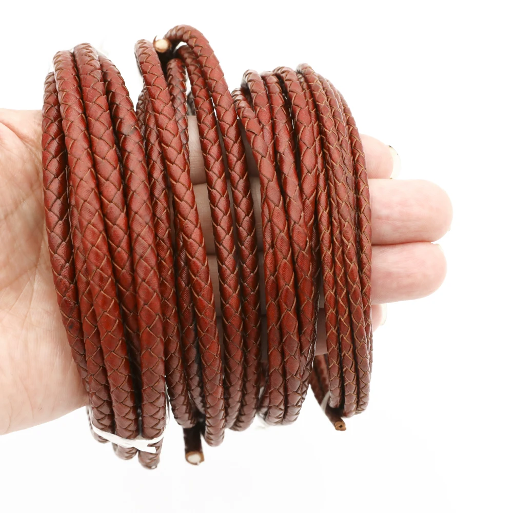 

2Meters Genuine Leather Strap Vintage Red Braided Leather Cord DIY Keychain Bracelet Backpack Strap Handmade Accessories