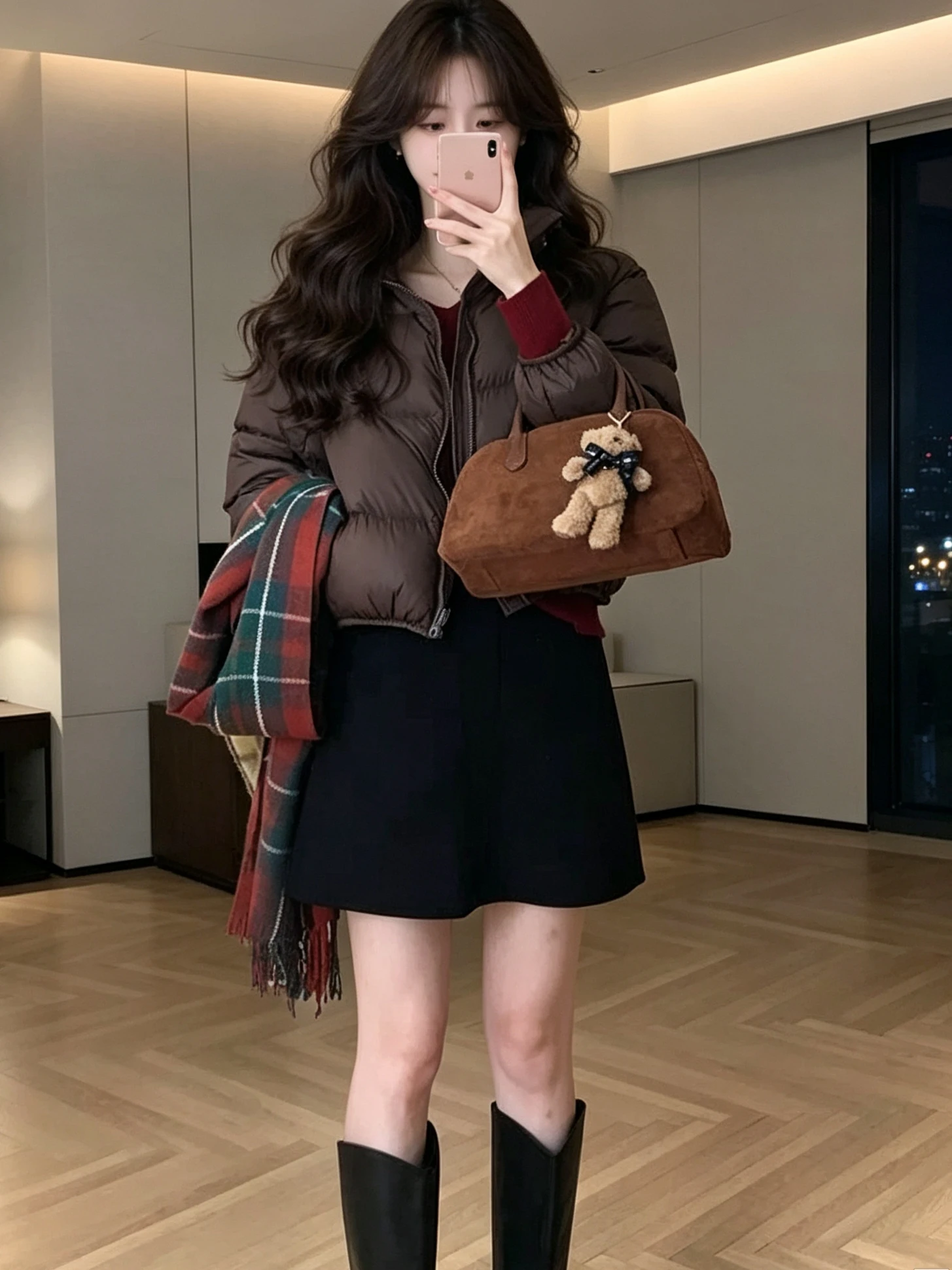 Retro High Waist Corduroy A-Line  Skirt Women's Autumn Anti-Light Inner  Simple Versatile Slimming Bodycon Half-len...