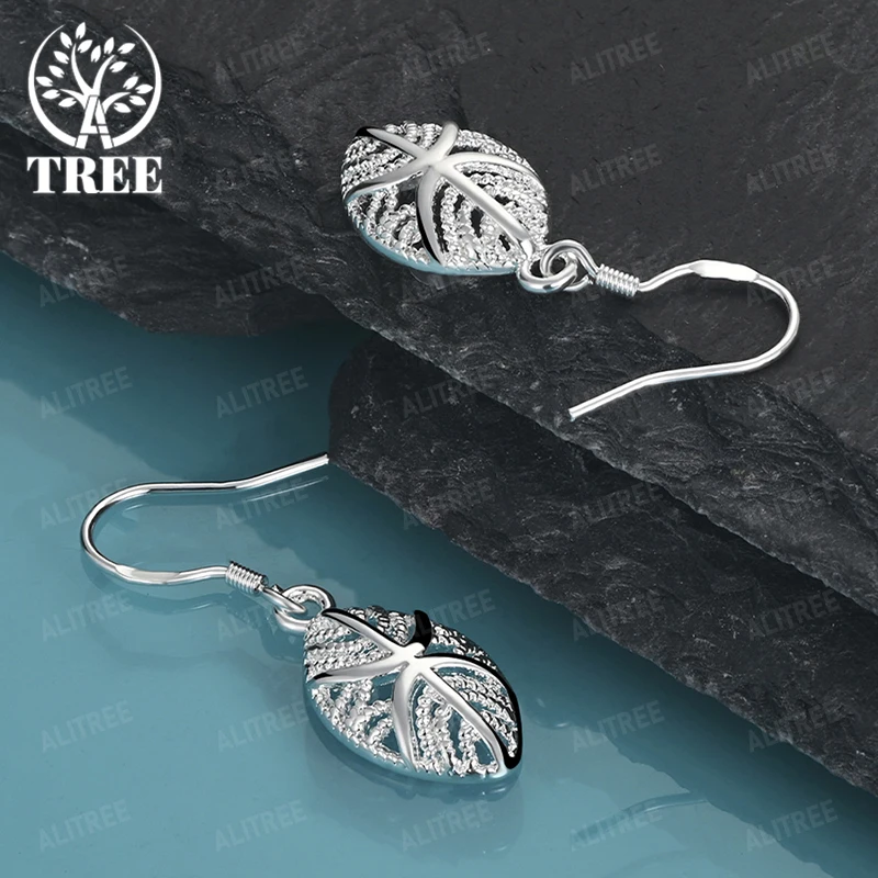 

925 Sterling Silver Hollow Leaves Drop Earring Women Party Pretty Wedding Accessories Engagement Jewelry High Quality Gift