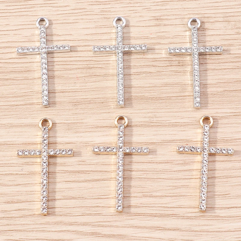 10 Stück 18 x 31 mm modische Kristall-Kreuz-Charms-Anhänger für Schmuckherstellung, Tropfen-Ohrringe, Halskette, Schlüsselanhänger, handgefertigte Bastelbedarf – Detail 14