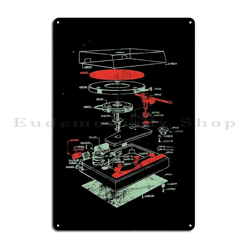 Dj Turntable Record Player Analog Synth Synthesizer Design Metal Sign Retro Garage Plaques Printed Cave Tin Sign Poster