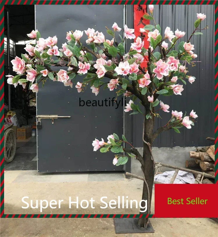 K182xzY Artificial Magnolia Tree White Large Decorative Fake Trees Wedding Celebration Living Room Floor Flower Tree