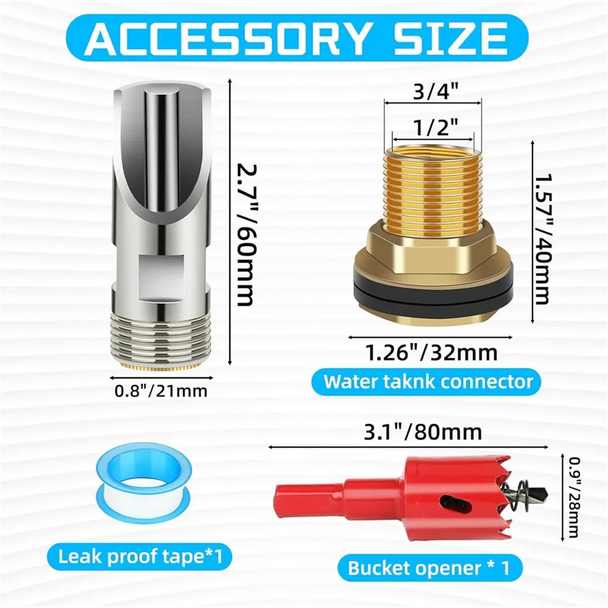 4PCS Pig Waterer Nipple, Automatic Pig Nipple Water Drinker with Brass Water Tank Connectors Kit for Piglets Drinking
