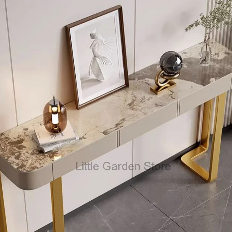 Luxury Glossy Console Table For Hallway Living Room Slate Porch Side Table High-quality Drawer Cabinet Home Furniture 80/100/120