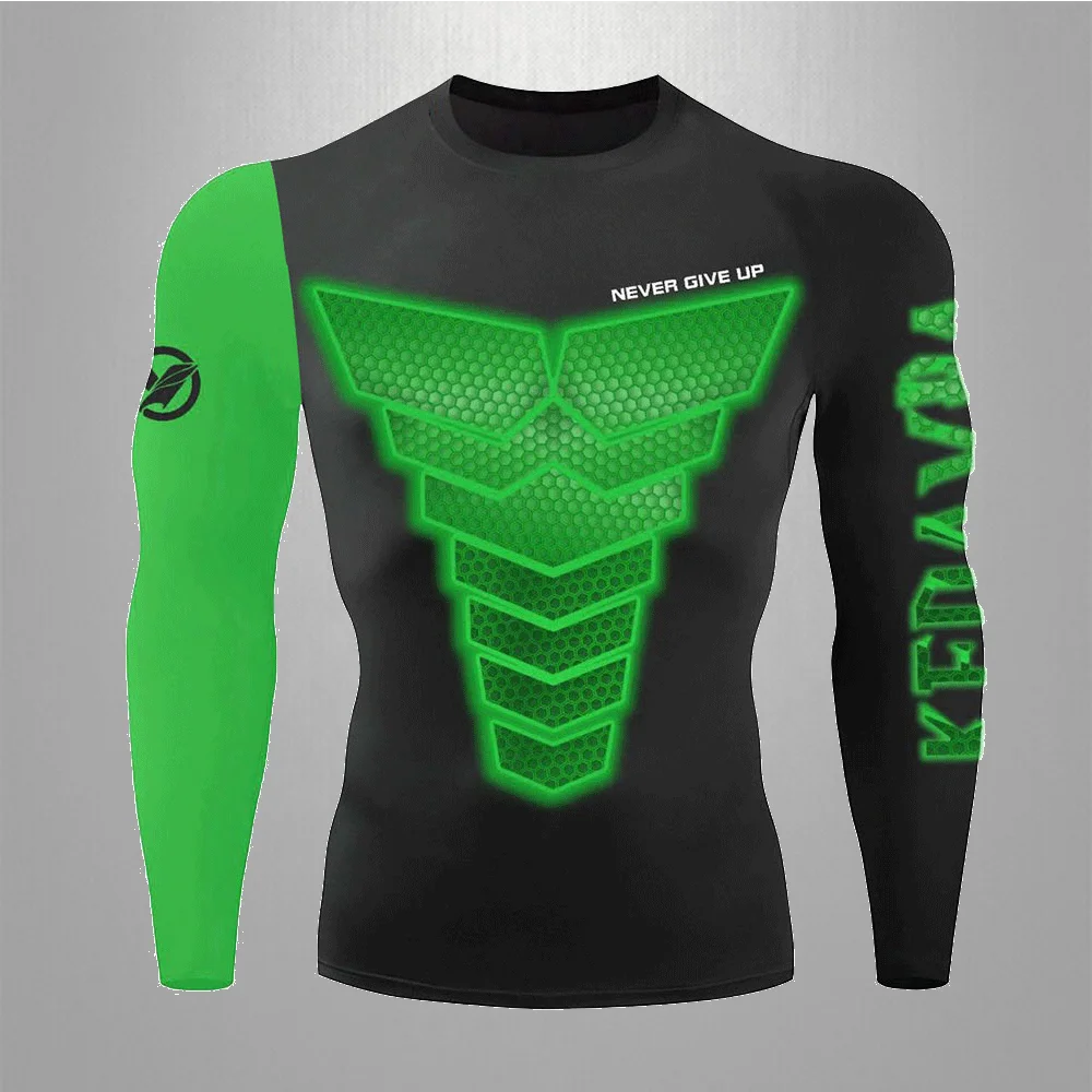 Koszulka męska Rashguard Jiu Jitsu Mma Koszulka z długim rękawem Muay Thai Siłownia Bieganie Koszulki bokserskie Koszulki kompresyjne Męskie