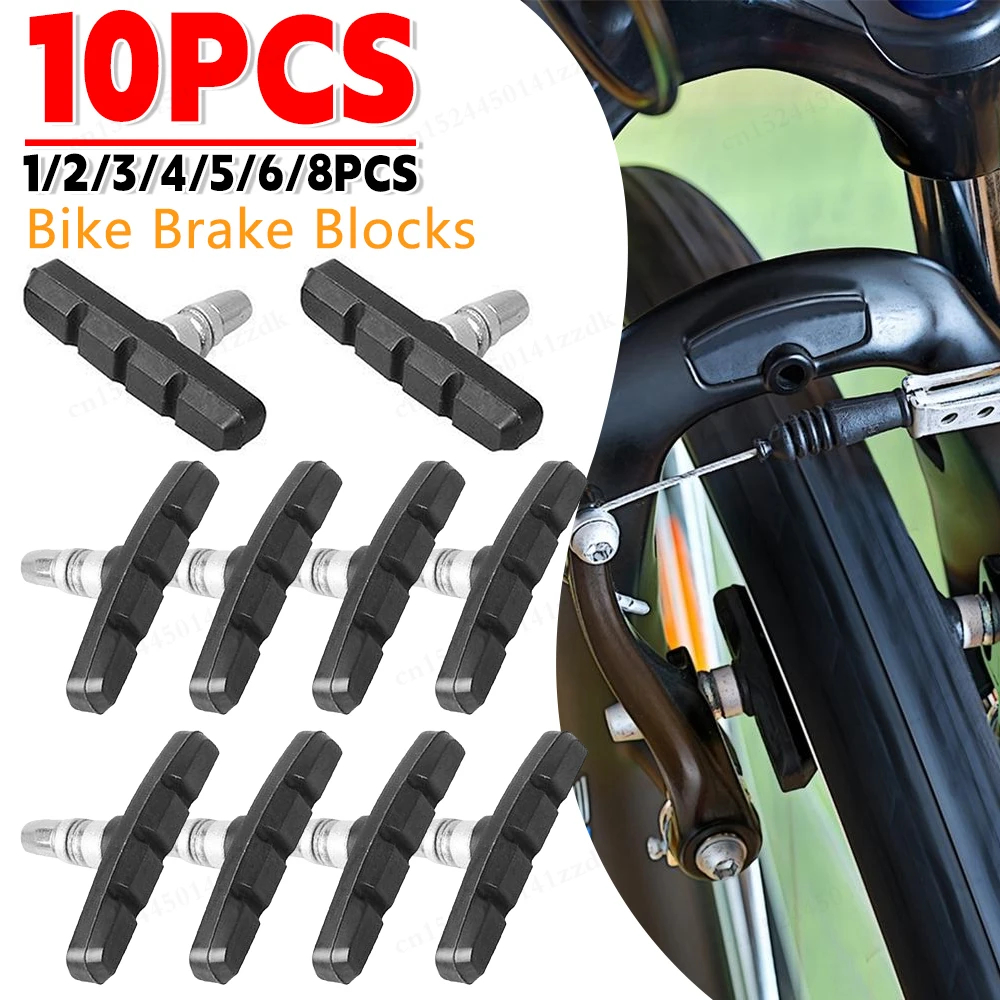 1-10PCS Durable Bicycle Silent Brake Pads 60MM Cycling V Brake Holder Shoes Blocks Rubber Bike Parts For Mountain Folding Bikes