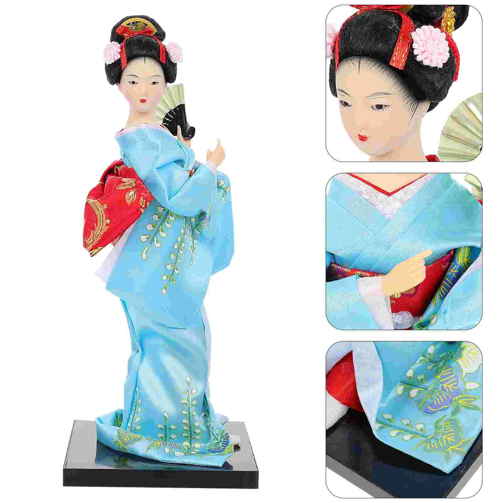 

Dollhouse Ornaments Decorations Japanese Style Kimono Mini Blue Geisha Desktop Adornment Office