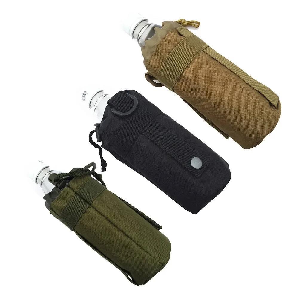 Portabottiglie tattico da 500ml borsa da viaggio per Molle da esterno borsa da viaggio per escursionismo in bicicletta con coulisse borsa per