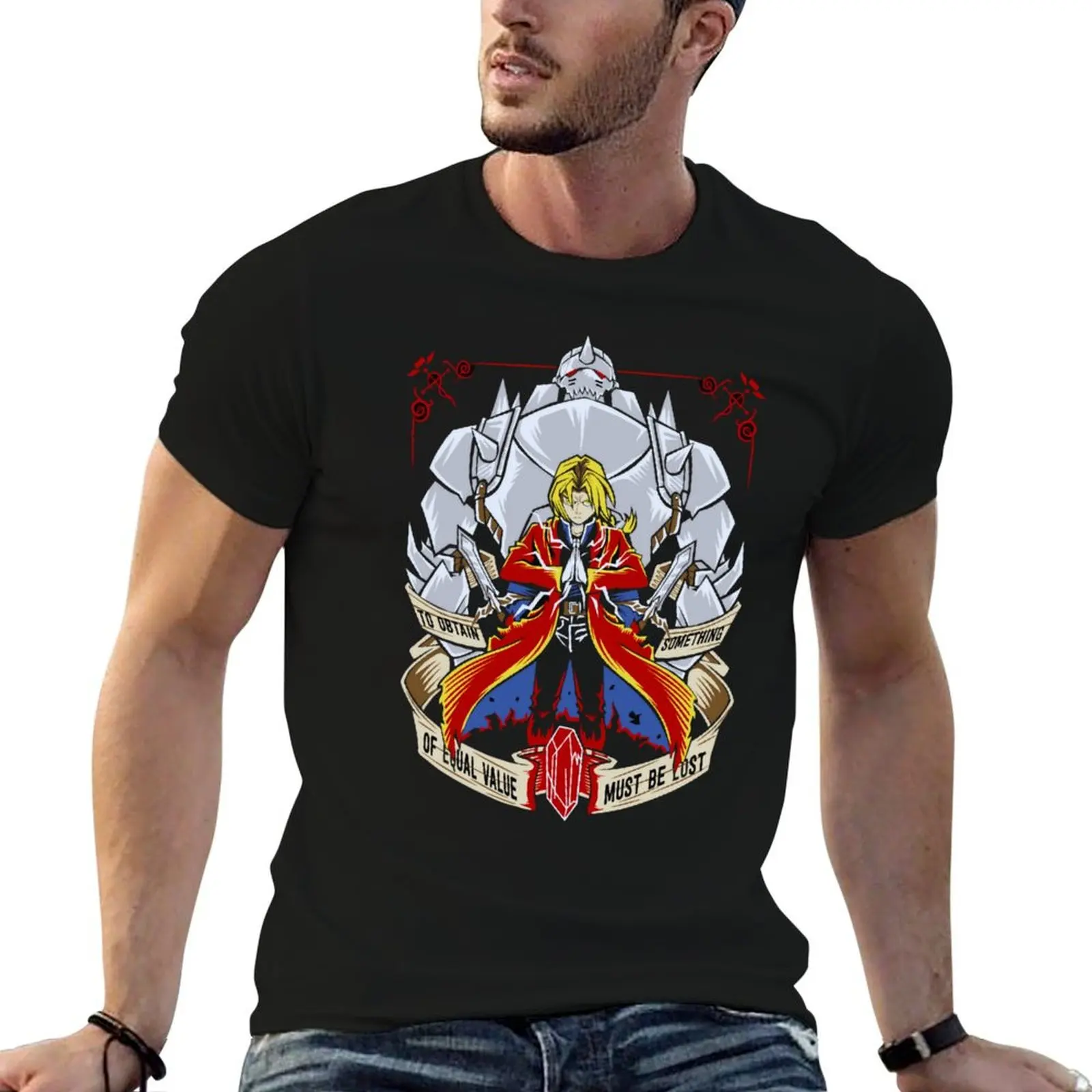 

fullmetal alchemist edward erlic quote to obtain - Tshirt T-Shirt t shirt for man 100 percent cotton t shirt man plain T-Shirt