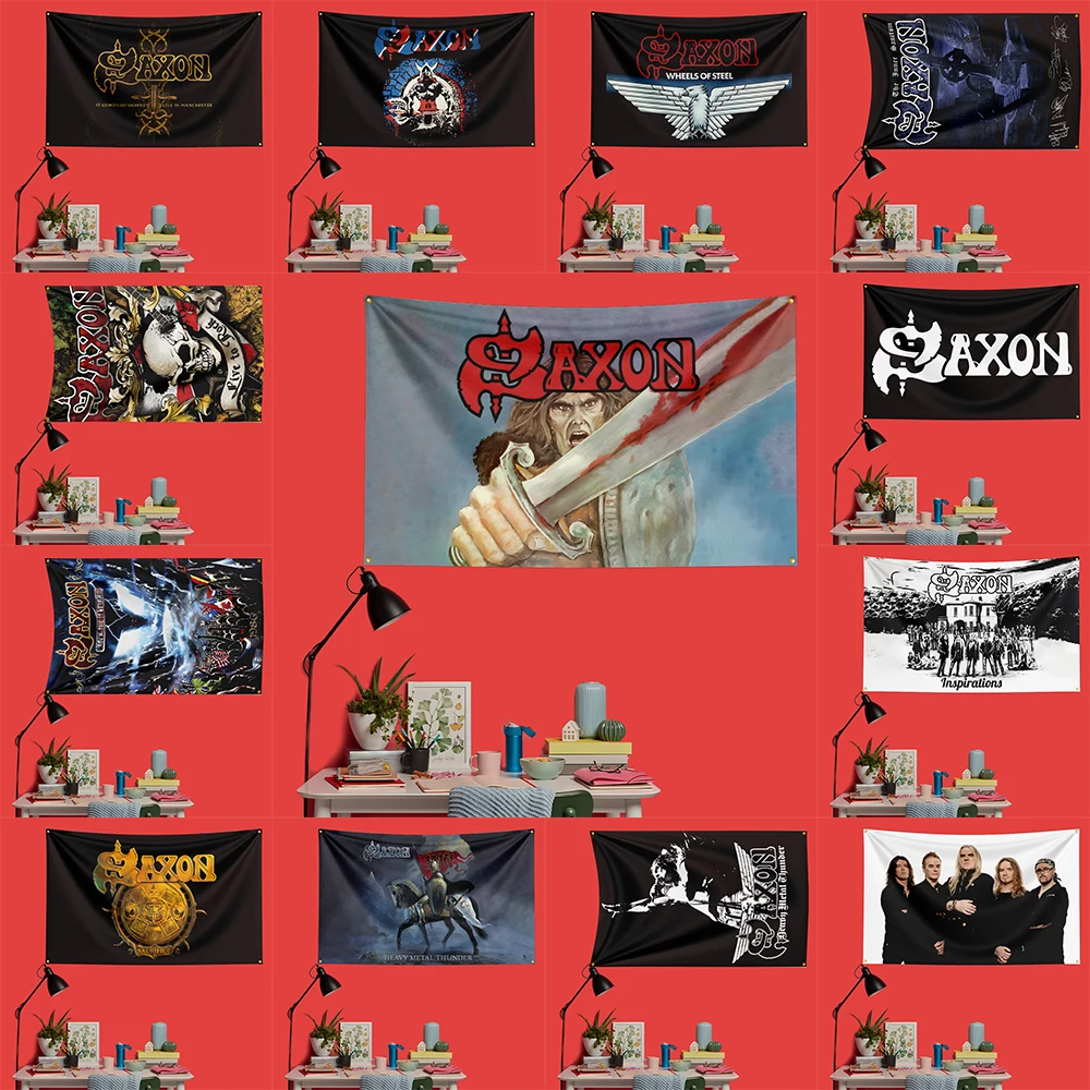 

Saxon Inspired Rock Music Flag 3x5 FT 90x150cm Polyester Decorative Banner Tapestry For Music Fans Bedroom Wall Decoration