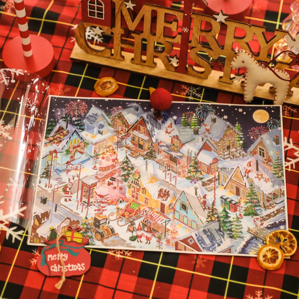 

WAKAWAKA Christmas Story Miniature Scene Sticker Plus Size DIY 3D Landscaping Sticker Gift for Friends Stacking Pasting Sticker