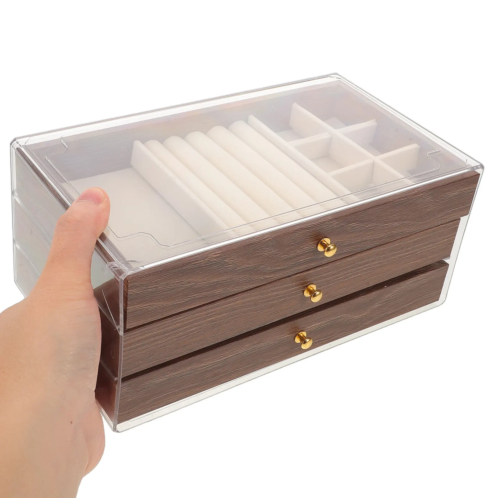 

Wooden Vintage Jewelry Box 3 Layer Storage Retro Necklace Organizer Jewelry Storage Drawers for Rings Earrings Bracelets Trinket