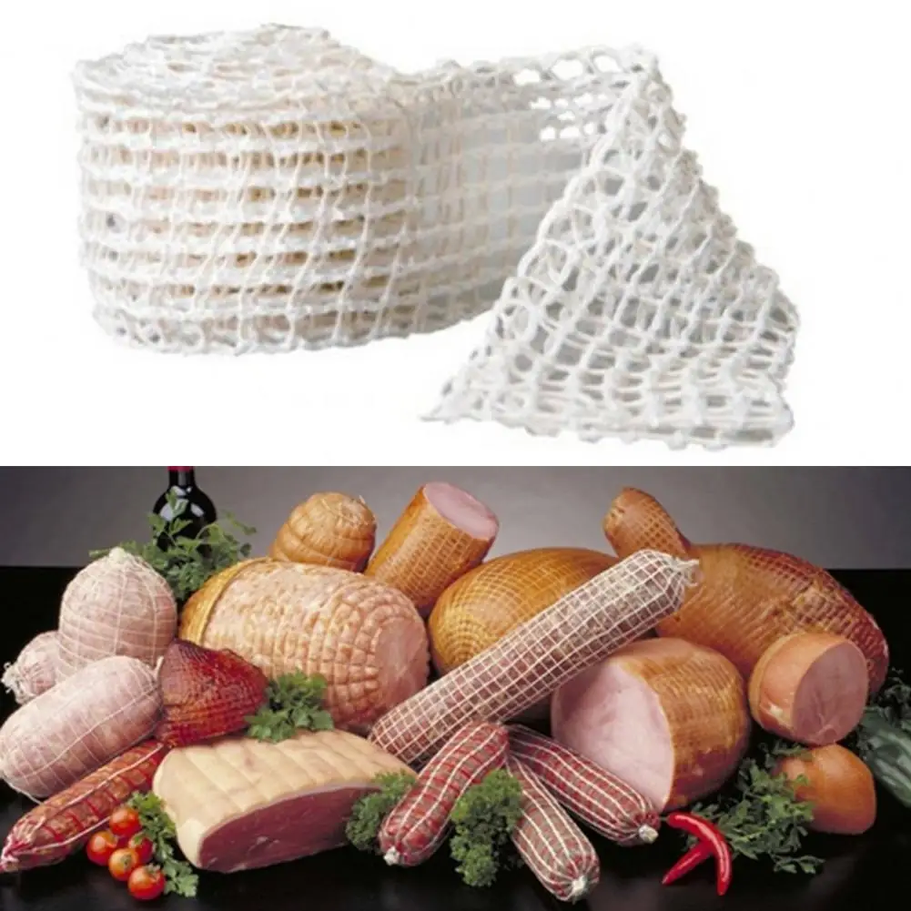 Useful Sausage Net Food Grade Polyester Long Lasting White Versatility in Use Food Packaging Net Set  Meat Net Organization