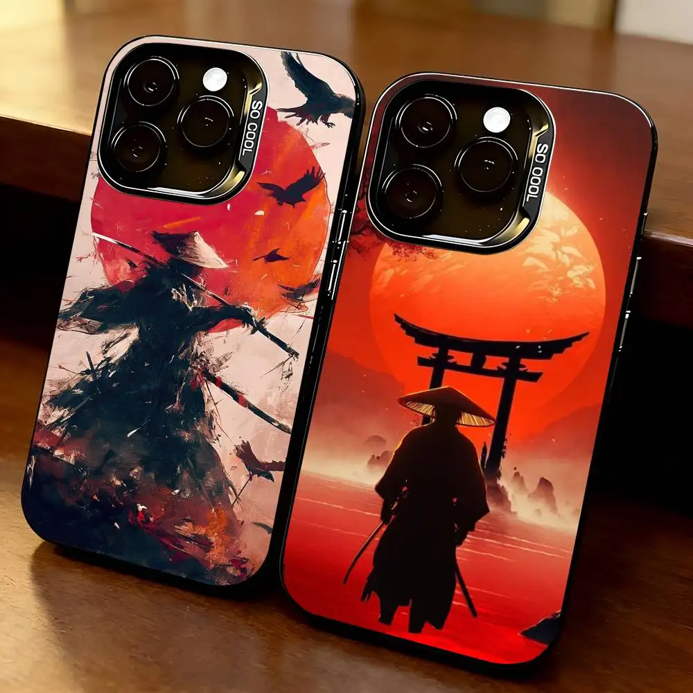 

Japanese B-Bushido Samurai Phone Case For iPhone 17,16,15,14,13,12,11 Plus,Pro Max,XS,Colorful Silver Black Cover