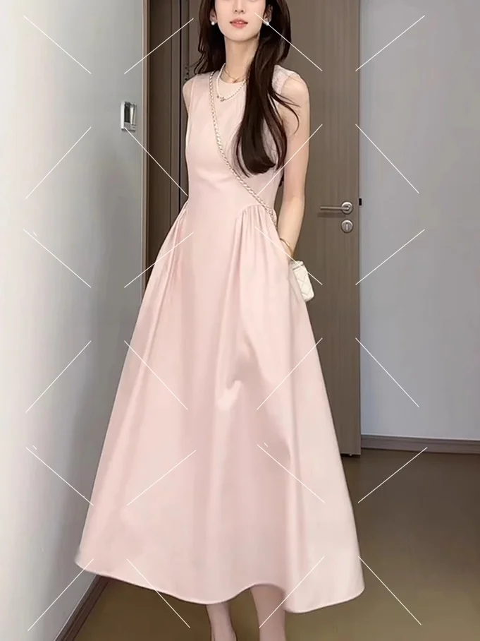 

Rouje Runway круглый жилет Ne Svel с розовой талией Dr, женская летняя утягивающая длинная юбка Ele, свободная французская юбка...