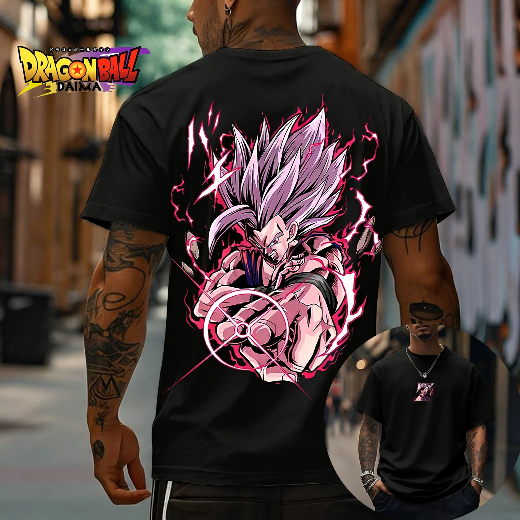Camiseta Dragon Ball Z Beast Gohan Burst para hombre, camiseta retro urbana de manga corta estilo Y2K, top de talla grande para hombre y mujer