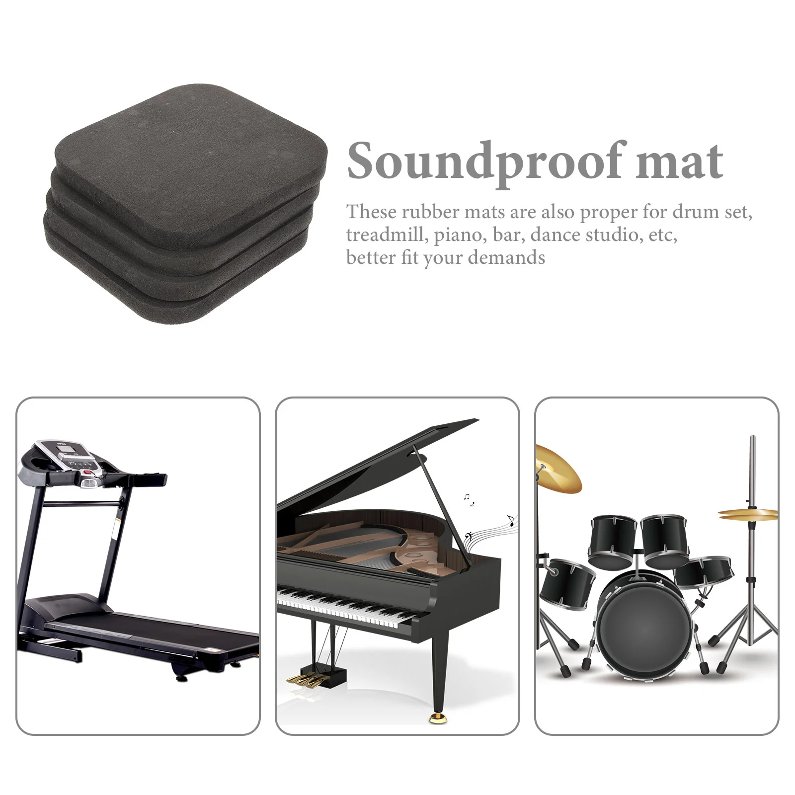 4 Pcs Sound Insulation Mat Pedalboard Workout Pad Rubber Floor Mats for Gym Home Appliances Exercise Fitness Equipment