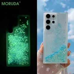 Custodia Bling Glitter nottilucente per Samsung S20 S21 FE S22 S23 Note20 Ultra Note10 Plus A72 A73 A52 A14 TPU Soft Quicksand Cover