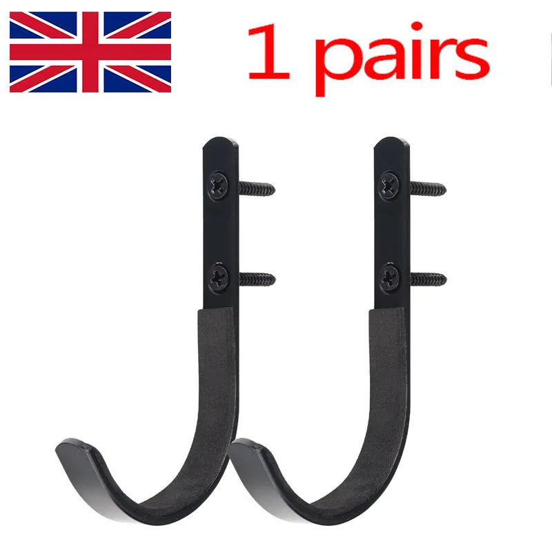 2pcs Wall Heavy Duty J Storage Hooks Garage Brackets Ladder Bike Garden Tools UK