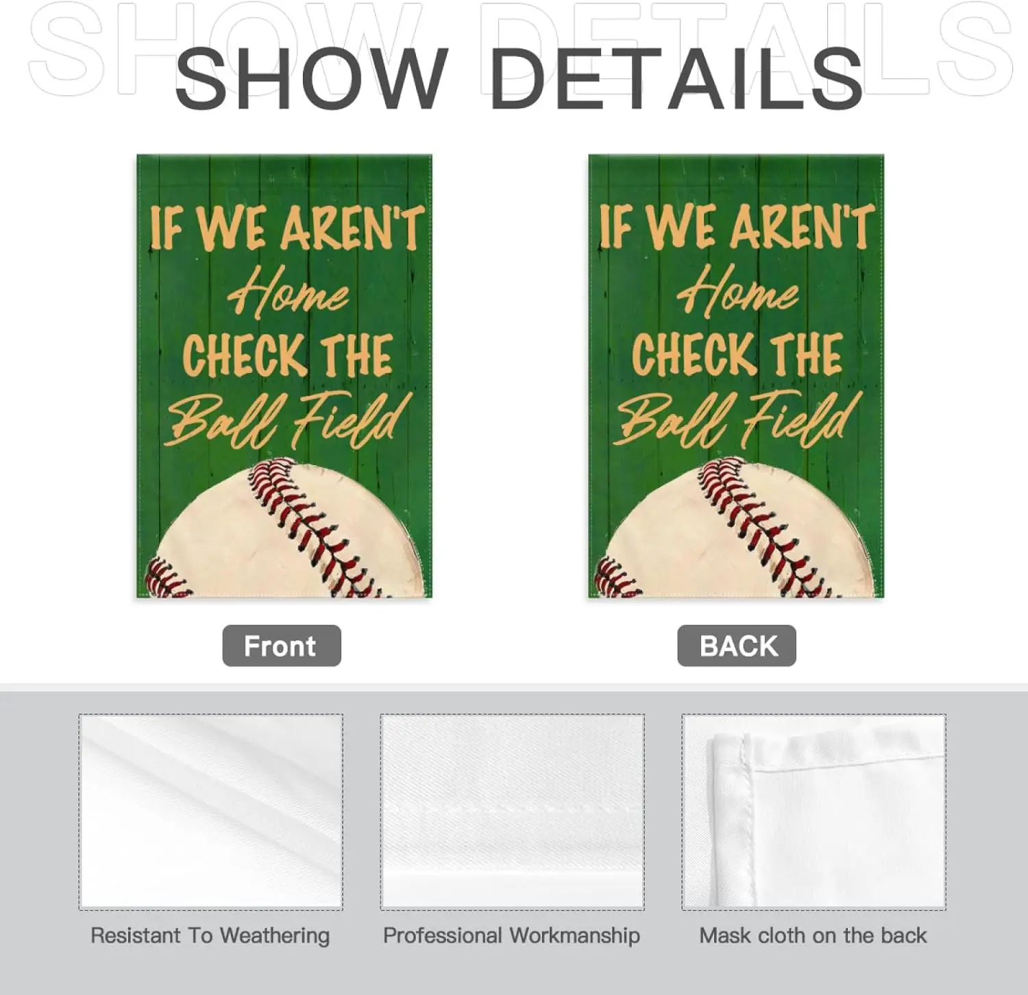 Baseball Garden Flag Softball Gifts for Dad Mom Sports Game Day Yard Signs Outside If We Aren't Home Check the Ball Fiel XAA SSL