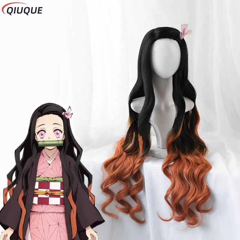 Kamado Nezuko Cosplay Costume Wig Women Girls Kimono for Adults / Kids Hot Anime Cosplay Halloween Carnival Outfits