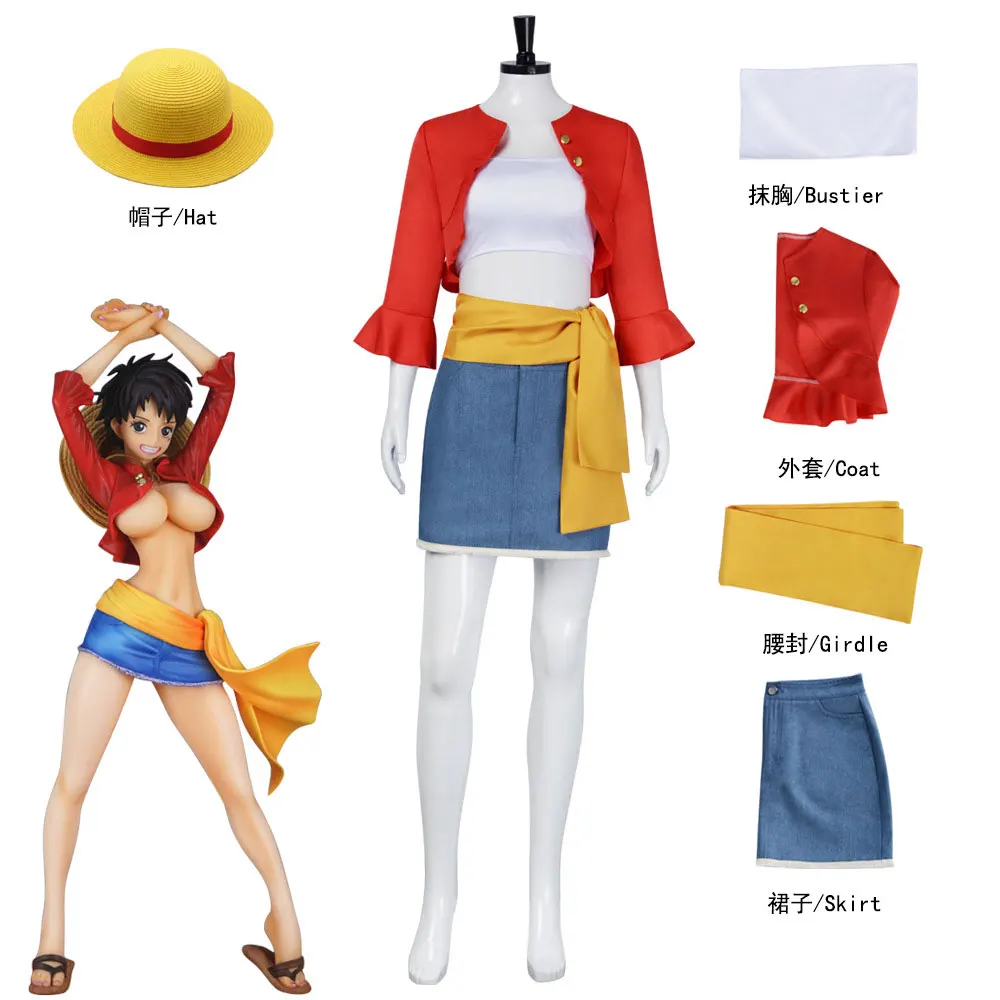 アニメモンキー-d-ルフィ女性コスプレ衣装ハロウィンカーニバルコスプレルフィカスタマイズされた服