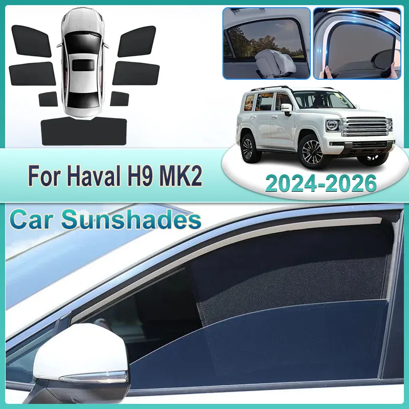 

Солнцезащитный козырек для Haval H9 2-го поколения 2025, аксессуары для кузова MK2 2024-2026, автомобильные магнитные боковые шторки-сетки, аксессуары для автомобиля