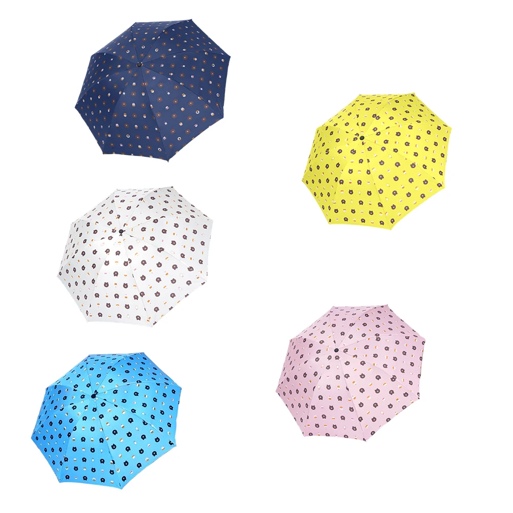 

Women Folding Parasol Cartoon Sun Umbrella For Rain And Shine Cute 8 Ribs Manual Folding Umbrella Portable Mini Umbrella