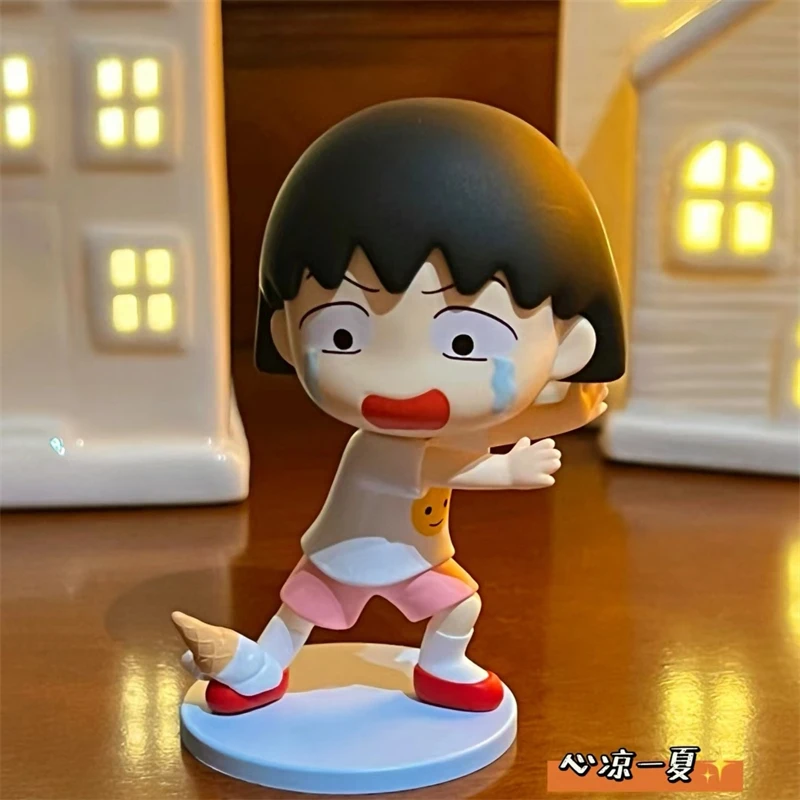 Oryginalna figurka Kawaii niegrzecznie Maruko Chan psotna Chibi Maruko-Chan lalki zabawki prezenty urodzinowe dla dziewczynek